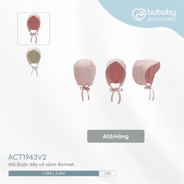 CT1943 - 3M/6M Mũ Buộc dây có vành Bonnet