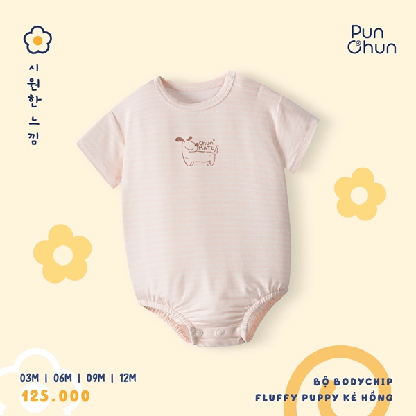 UB0525 - 3M/9M Bộ bodychip Fluffy puppy