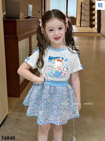 34040-Set váy xanh kitty tiên cá