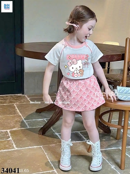 34041-Set váy hống kitty nơ