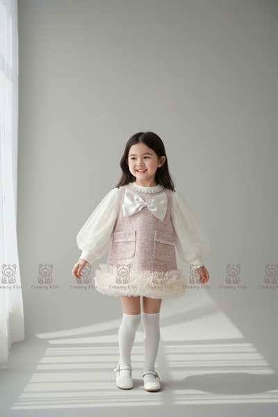 Set váy dạ tweet hồng Alisa 7711