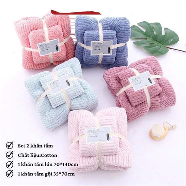 Combo 2 Khăn tắm lông cừu cao cấp - siêu thấm hút, mềm mịn