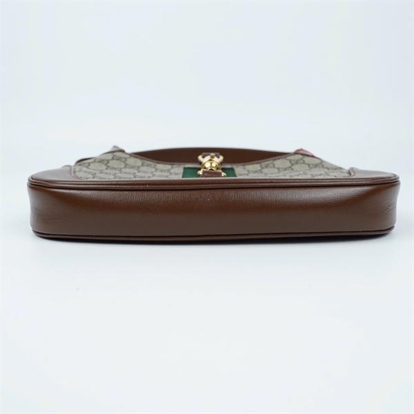 Túi GG Jackie xám viền nâu (636706-486628) sz27 (BQ) KG+