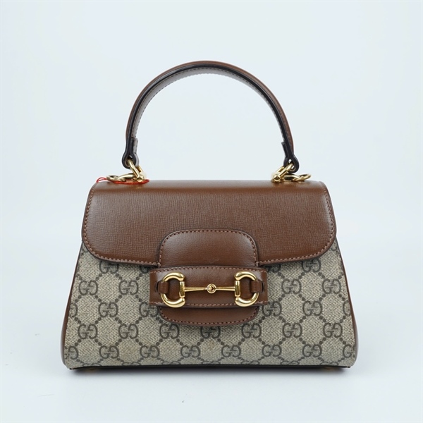 Túi GG 1955 handel xám nắp nâu 2 strap (703848-520981) sz22 (HT)+