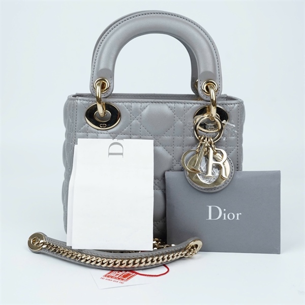 Túi Dior Lady xám (05-BO-0168) szmini (BQ) KG+