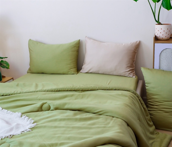 Áo gối (Vỏ gối) Tencel 60s màu xanh bơ