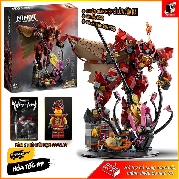 Đô chơi lắp ráp chiến giáp hiệp sĩ lửa huyền thoại của Kai The Fire Knight Mech 8030