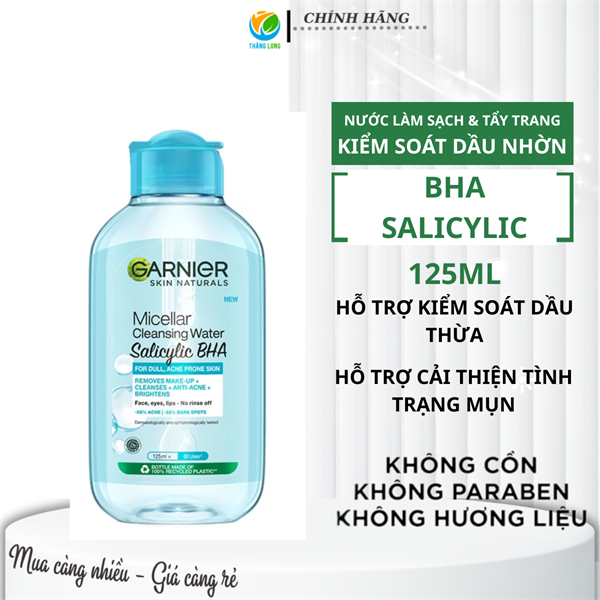 Nước Tẩy Trang Garnier Micellar Cleansing Water Salicylic BHA 125ml
