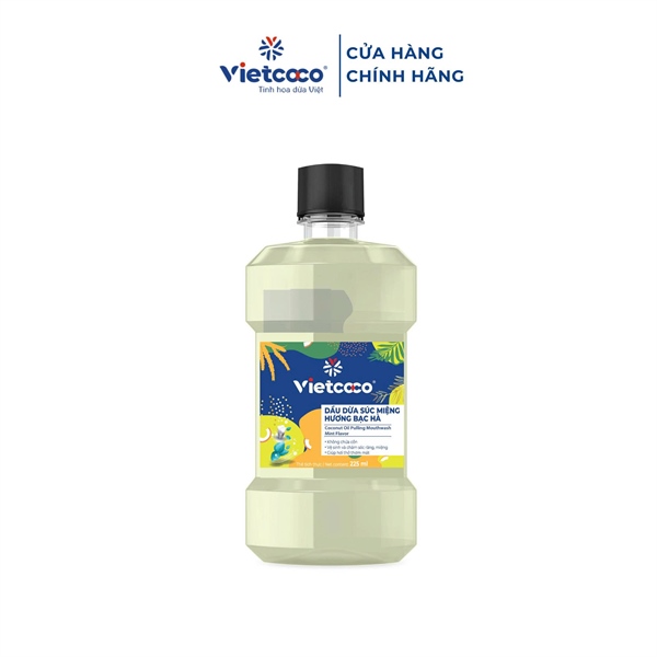 Dầu dừa súc miệng Vietcoco 225ml hương Bạc Hà