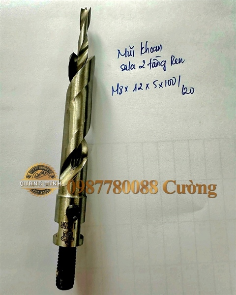 Mũi khoan Sala 2 tầng chuôi ren M8*12*5*100/120mm