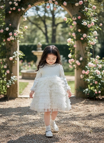 Set váy dạ voan viền ngọc Emily 25187