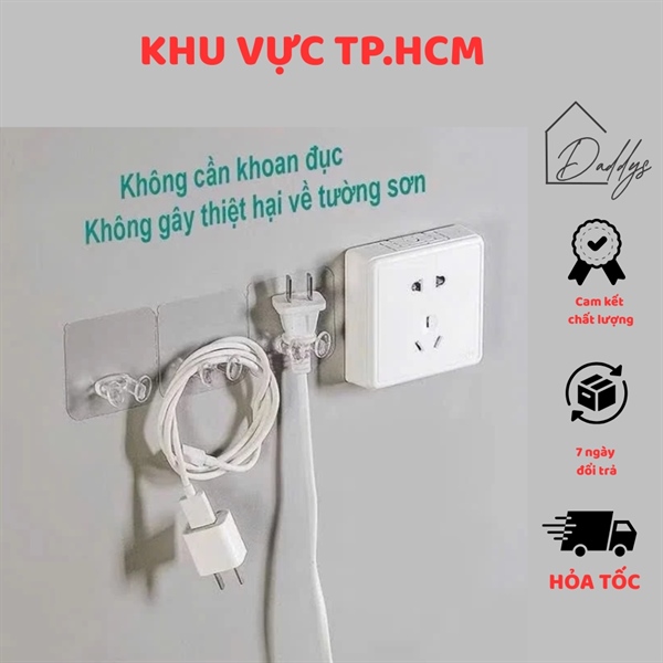 Móc dán tường giữ phích cắm điện, dây điện, treo đồ vật đa năng, tiện dụng