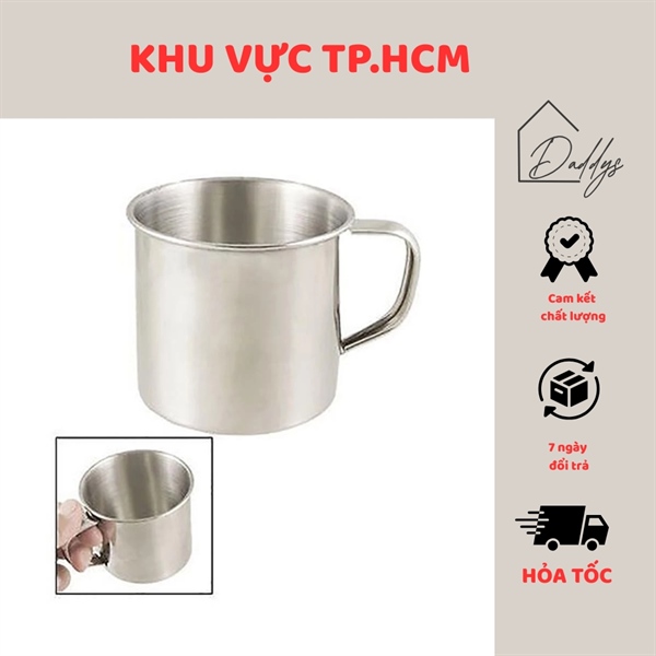 Ca, cốc uống nước có quai, chất liệu inox 304, đường kính 7cm - tiện dụng, siêu bền