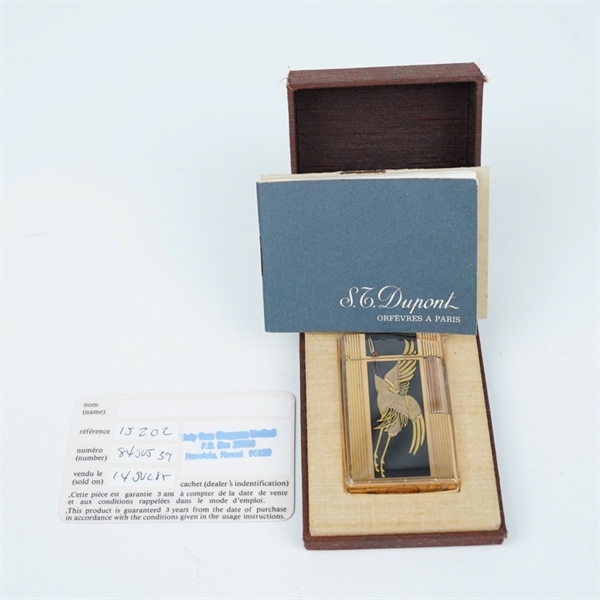 Bật lửa S.T Dupont đen vàng hình hạc (Z76D46) KG+