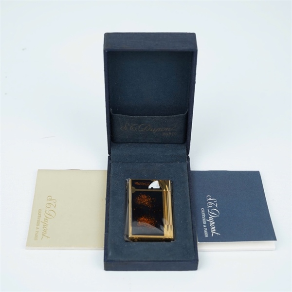 Bật lửa S.T Dupont đen họa tiết ánh sao (12DGD80) KG+