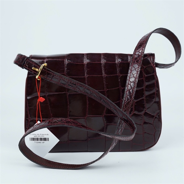 Túi Celine nâu đỏ da cá sấu sz22 (HN) KG+