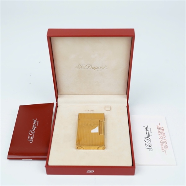 Bật lửa S.T Dupont vàng sọc dọc (18FJZ37) KG+