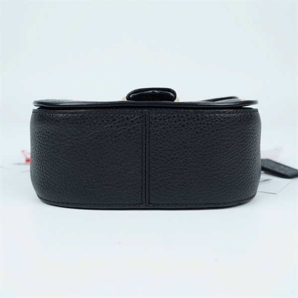 Túi Coach đen in chữ Famous 2strap sz16 KG+