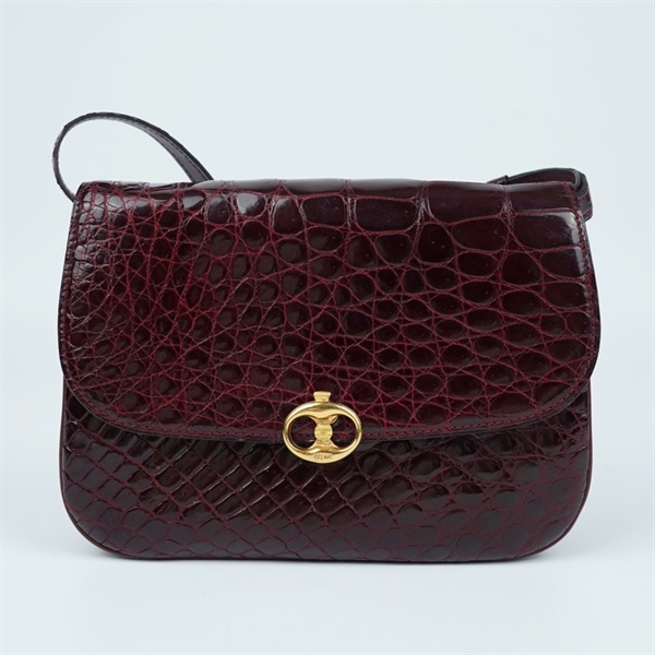 Túi Celine nâu đỏ da cá sấu sz22 (HN) KG+