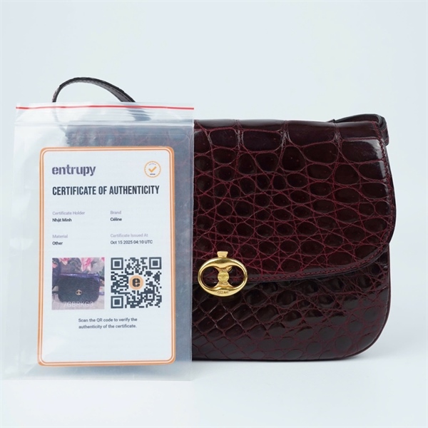 Túi Celine nâu đỏ da cá sấu sz22 (HN) KG+