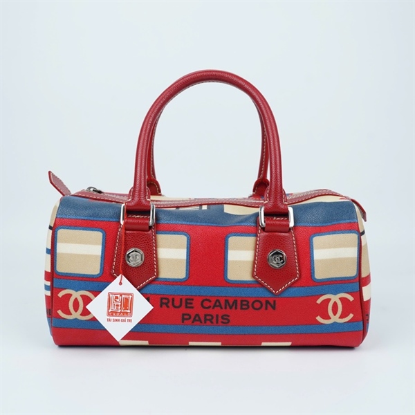 Túi Chanel Boston đỏ họa tiết kèm lót form (11035590) sz30 KG+