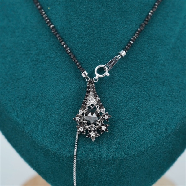 Dây chuyền kim cương đen (HN) KG+