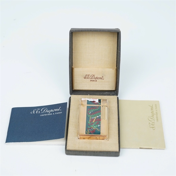 Bật lửa S.T Dupont xanh vàng hình rồng (P5KC86) KG+