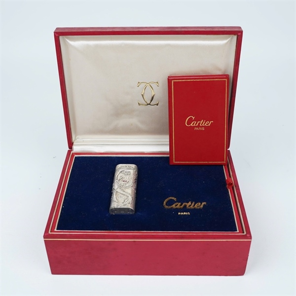 Bật lửa Cartier bạc hình rồng KG+