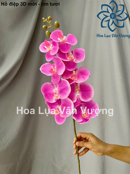 Hồ điệp 3D mới - Tím tươi - Hồ điệp, lan - Hoa Lụa Vân Vượng