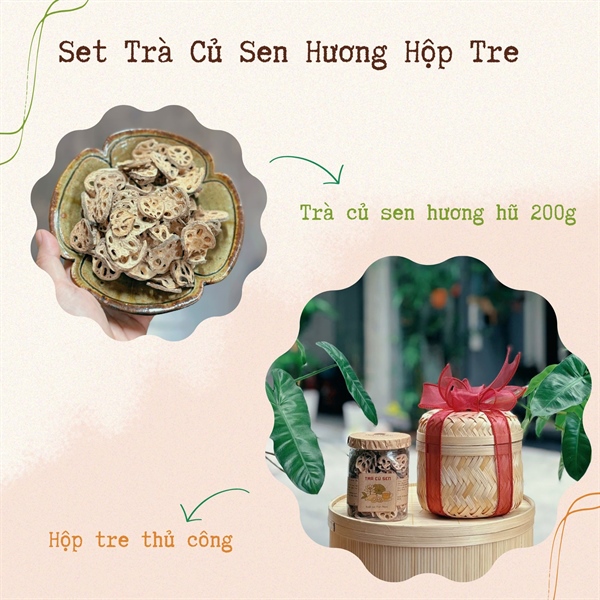Set 1 - Trà Củ Sen 200g - Hộp Tre