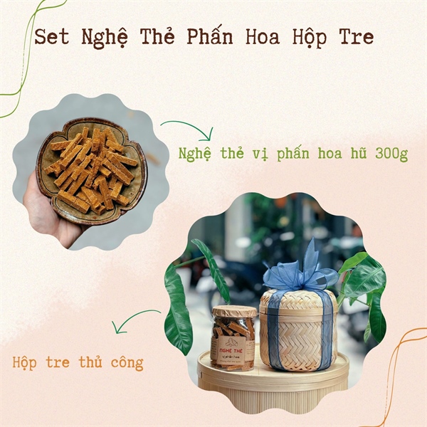 Set 1 - Nghệ Thẻ Hũ 300g - Hộp Tre
