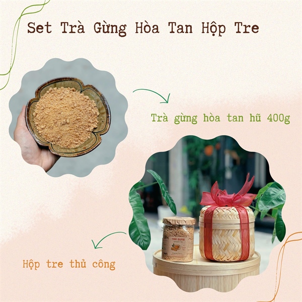 Set 1 - Trà Gừng Hũ 400g - Hộp Tre
