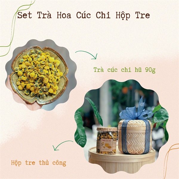 Set 1 - Trà Hoa Cúc Chi Hũ 90g - Hộp Tre