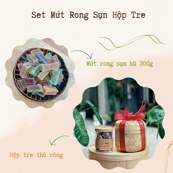 Set 1 - Mứt Rong Hũ 300g - Hộp Tre