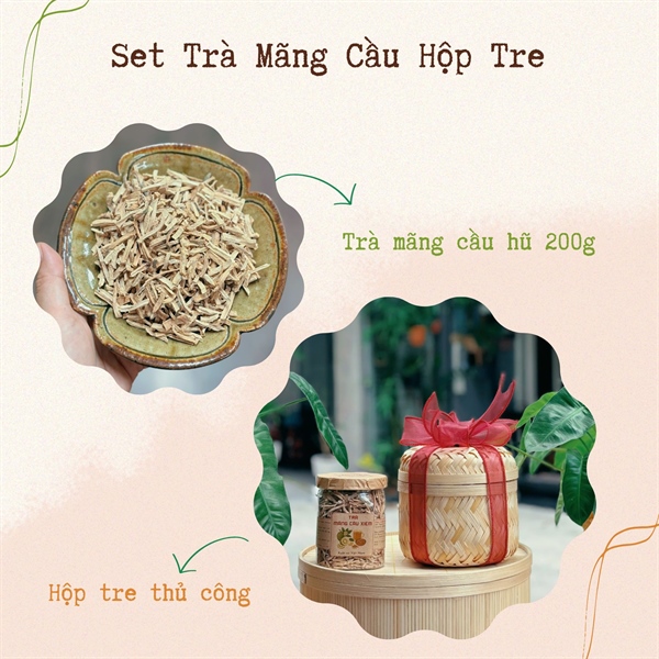 Set 1 - Trà Mãng Cầu Hũ 200g - Hộp Tre