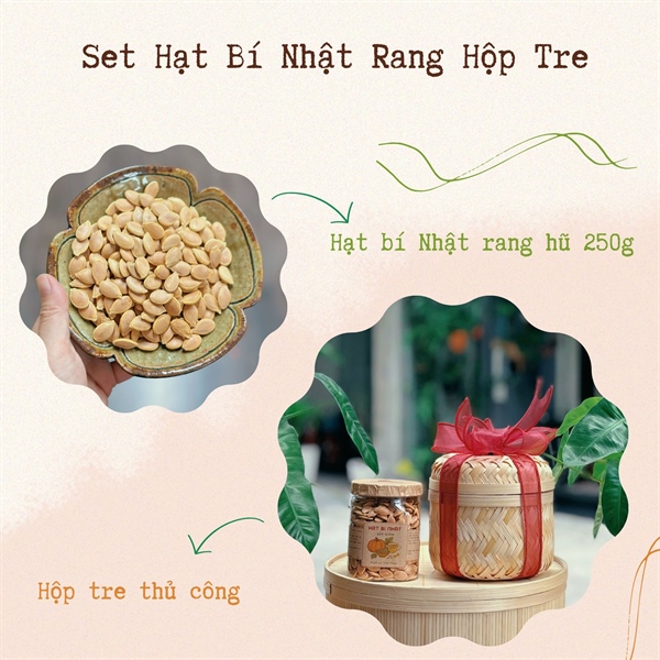 Set 1 - Hạt Bí Nhật 250g - Hộp Tre