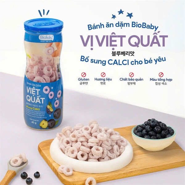 Bánh Biobaby vị việt quất 40g (hủ) 6m+