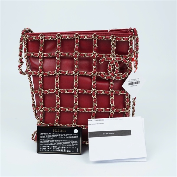 Túi Chanel đỏ đan lưới (30121895) sz20 (PN) KG+