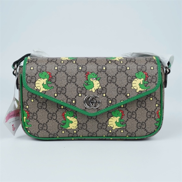 Túi GG xám viền xanh in hình (774371-0416) sz21 (PN) KG+