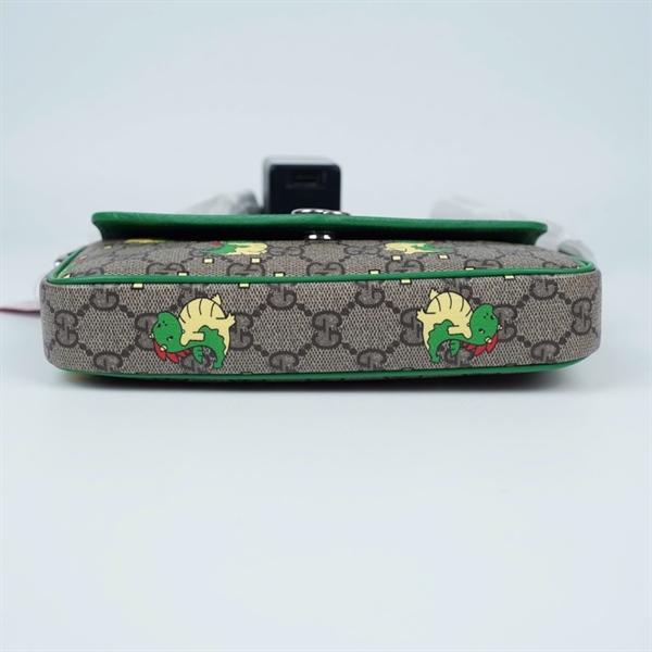 Túi GG xám viền xanh in hình (774371-0416) sz21 (PN) KG+