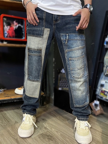 Jean Dài QCCC- 9232 suông from rộng vừa k giản rách đắp vá