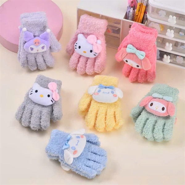 Găng tay len trẻ em HOẠT HÌNH - CHARM BÔNG, mix
