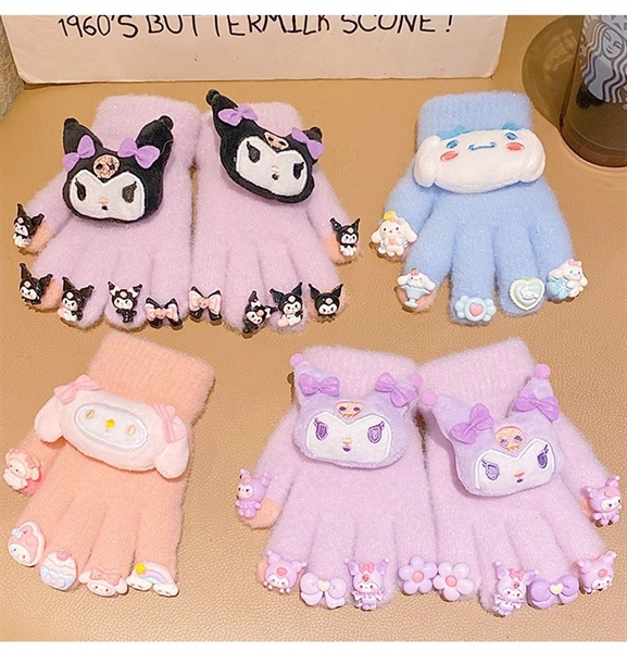 Găng tay len trẻ em HOẠT HÌNH - CHARM BÔNG HOẠT HÌNH - charm 10 ngón tay, mix