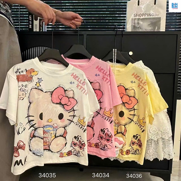 34035- Áo thun Kitty trắng Meykey