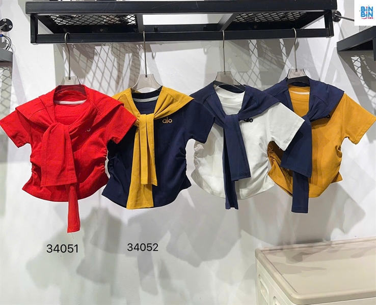 34052-Áo crt Xanh Navi Alo khăn choàng