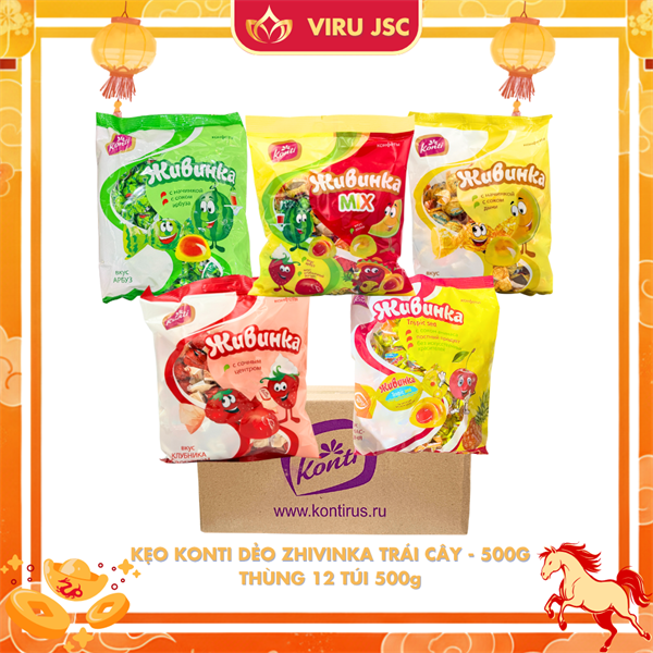 Kẹo dẻo Zhivinka Trái cây - 500g - 1 Thùng