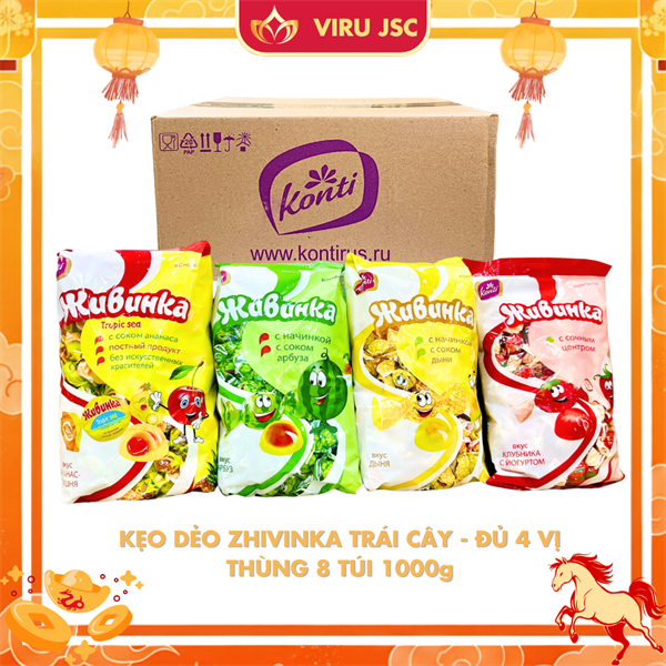 Kẹo dẻo Zhivinka trái cây - 1000g - 1 Thùng