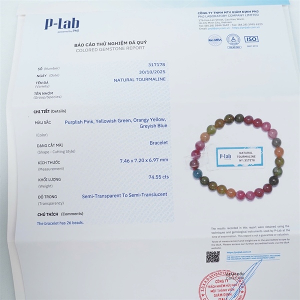 Vòng Tourmaline 30hạt 317178 +