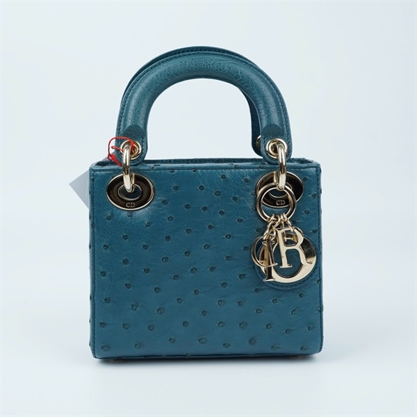 Túi Dior Lady xanh da đà điểu (02-MA-0261) szmini (BMC) KG+