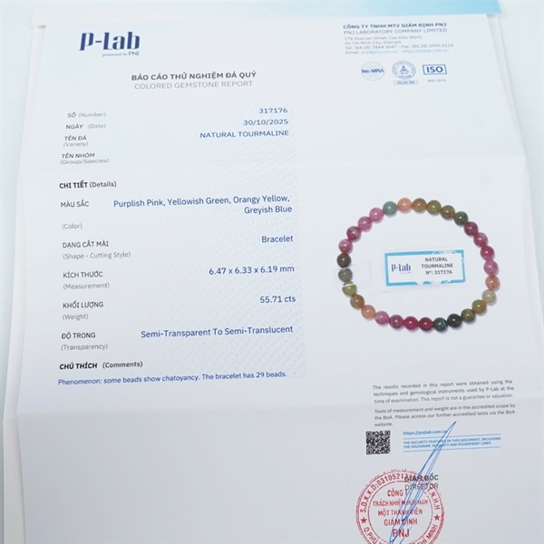 Vòng Tourmaline 30hạt 317176 +